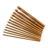 Set De 12 Crochet Bambu Madera (3mm A 10mm)