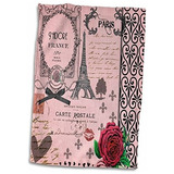 3d Rose Elegante Vintage Pink Paris Collage Art-eiffel To