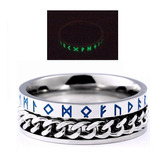 Anillo Vikingo Runa Brilla Oscuridad Acero Inoxidable Hombre