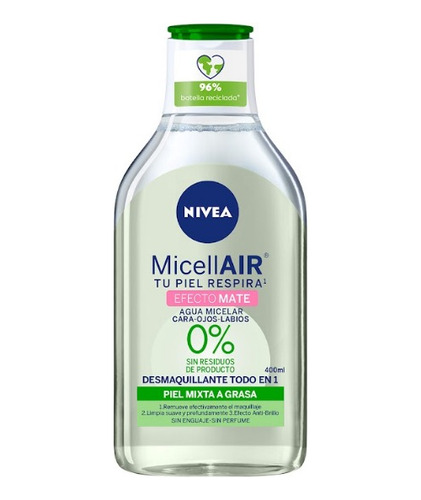 Agua Micelar Nivea Efecto Mate Complejo Aminoácido 400 Ml