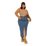  Saia Jeans Midi Evangélica Feminina Jeans Plus Size Ate 54