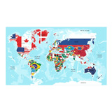 Vinilo Decorativo Mapa Mundi Mapa Del Mundo Banderas
