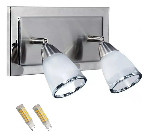 Aplique 2 Luces Ancona G9 Con Led Cabezal Movil Apto Baño