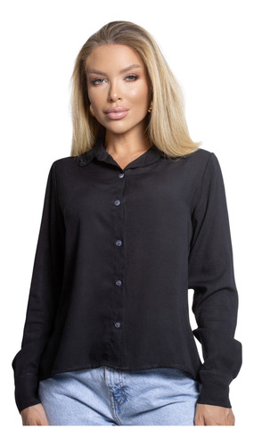 Camisa Feminina Blusa Social Manga Longa Casual Uniforme 