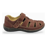 Huaraches Casual Comodo Ligero Piel Cafe Shedron Marca Roado