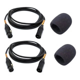 Kit 2 Cabo Microfone Xlr Balanceado Profissio 7m + 2 Espumas