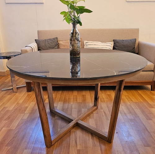 Mesa Comedor Spl Negro Marq 12mm Base Madera Petiribi Sale