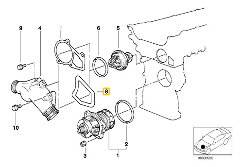 Junta Carcasa Termostato Para Bmw Serie 5 E34 520i M50 Foto 3