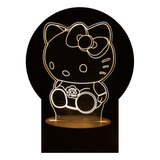 Luminária Hello Kitty Infantil - Led 3d Abajur De Mesa