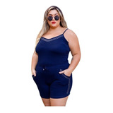 Conjunto Blusa E Shorts Pedraria Moda Femini Plus Size P Xgg