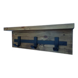 Perchero Rústico De Madera Maciza 50cm Con 3 Perchas 