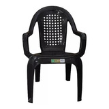 Silla Plastica Garden Life Pino Apilable Respaldo Alto Negro