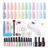 Gellen Kit De Esmalte De Uñas De Gel Con Luz Uv De 72 W, L.