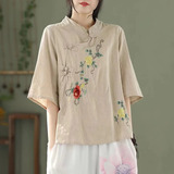 Camisa Bordada Para Mujer, Camisa Tang Hanfu, Blusa De Ocio