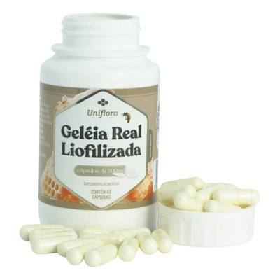 Geleia Real 100% Pura Liofilizada 60 Cápsulas 500mg Uniflora 13,8mg De 10-hda