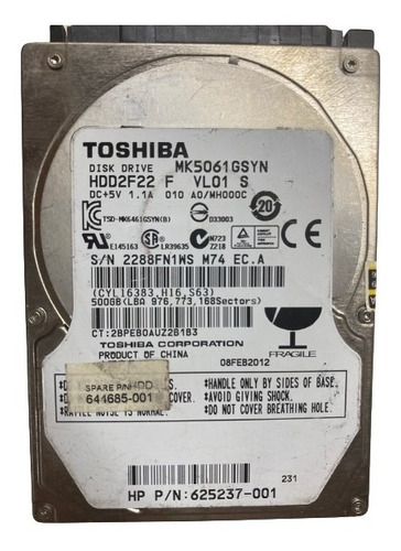 Placa Logica Do Hd Slim Toshiba 500gb 2.5 Sata Ii (2780)#