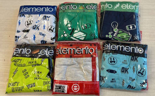 Pack X 3 Calzoncillos Boxer Nene Niño Elemento Talles 1 Al 6