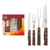 Juego Set 12 Cubiertos Tramontina Madera + Juego Asador