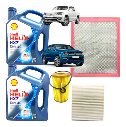 Kit Service Vw Amarok 2.0 Aceite Shell Hx7 8l + 3 Filtros 