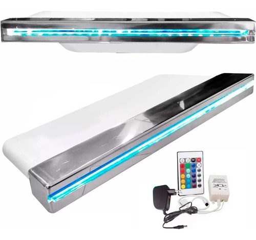 Cascata Para Piscina 80cm De Embutir Bico Inox Com Led Rgb