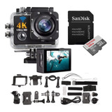 Câmera Filmadora De Esporte À Prova D'água 4k Wifi + Sd 32gb