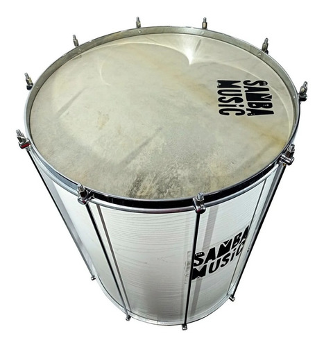 Surdo Madeira Samba Music 60x20 Branco Wood Pele Animal