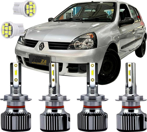 Kit Lampadas Super Led 6000k Renault Clio 2002 2003 Até 2012