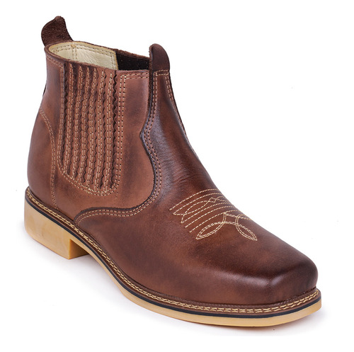 Botina Masculina Couro Legítimo Bota Cano Curto Country