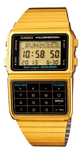 Reloj Calculadora Casio Databank Vintage Dbc-611g-1df Dorado