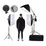 Kit Iluminação Estudio Eros 3 Softbox 2tripés 1girafa Bivolt