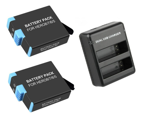 Kit 2 Baterías + Cargador Gopro 8 Alternativa
