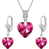 Conjunto De Joyas De Cristal De Corazón Para Mujer, Conjunto