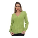 Casaco Feminina Modal Cardigan Com Detalhes Aberto Estampado