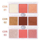 06 Trio De Blush E Iluminador Hb583 Ruby Rose Atacado Sj