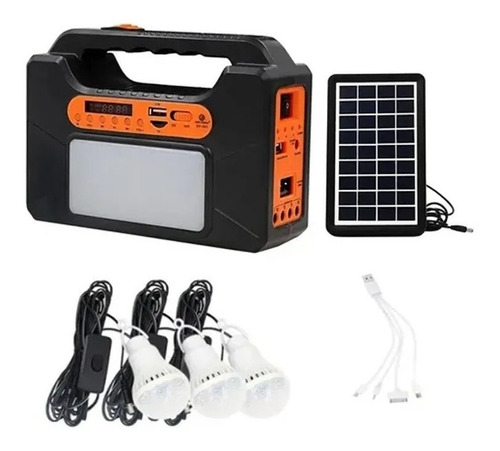 Pantalla Solar Cargador Usb Lampara Luz Emergencia Fm Bt