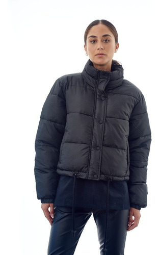 Campera Nylon Puffer Con Botones Abrigo Invierno Inflable