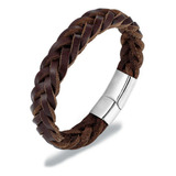 Pulsera Elegante De Cuero Trenzado Para Hombre