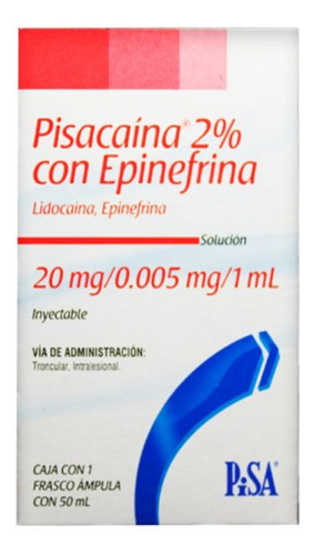 Lidocaína Con Epinefrina Pisacaína Frasco 50 Ml Pisa