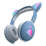 Fone De Ouvido Headphone Gato Bluetooth Confortável Kapbom Cor Azul