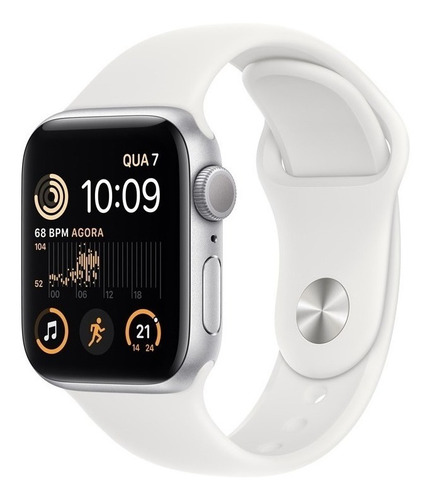 Apple Watch Se Caixa Prateada 40mm Pulseira Esportiva Branca Cor Cinza Cor Da Caixa Prateado Cor Da Pulseira Branca/padrão