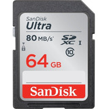 Memoria Sandisk Ultra Sdxc 64gb Clase 10 80mb/s