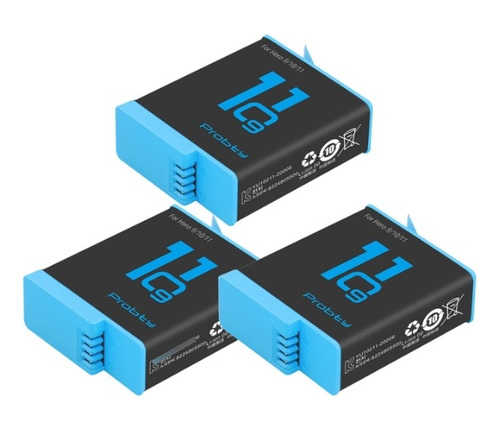 Kit 3x Bat P/ Gopro 11 9 10 Pro Hero Black 1780mah Backup R