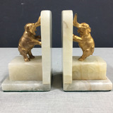 Antiguo Par De Prensa Libros Elefante Art Deco Petit Bronce