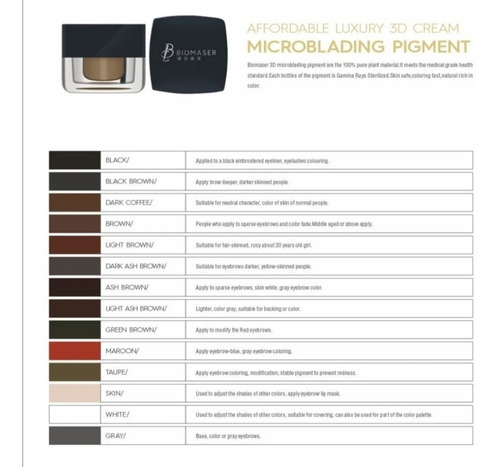 Set 5 Pigmentos Para Microblading Biomaser Envío Gratis 