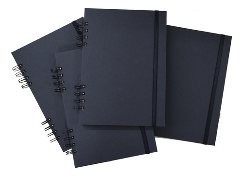 Cuaderno A5 Negro Ecológico (15x21) Anillado 80 H - Pack X4