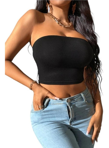 Crop Top Strapless De Algodón Pack 2  - Confección Nacional