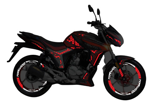 Kit Sticker Reflejantes Tapas Y Rines Moto Vento Tornado 300