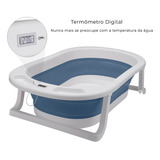 Banheira Retratil Dobravel Com Termometro Digital Azul Awiki
