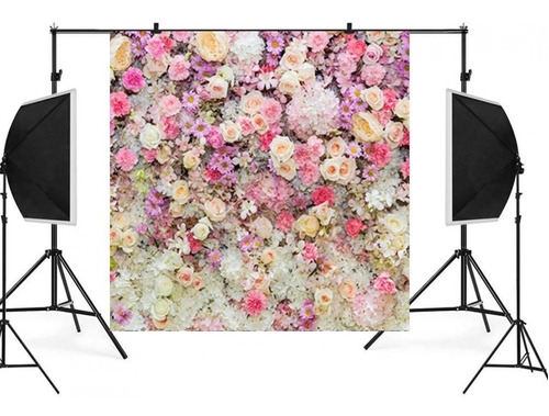 Fondo De Fotografía De Bebé De Pared De Flores Multicolores