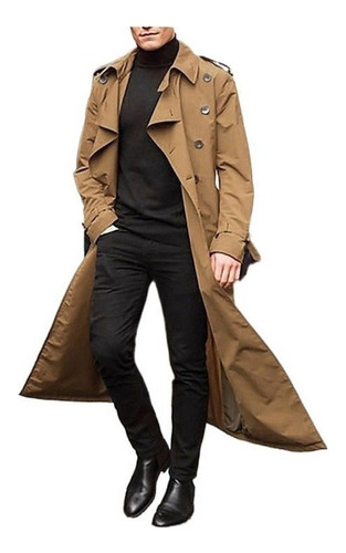 Jaqueta Longo Trench Coat De Moda Masculina